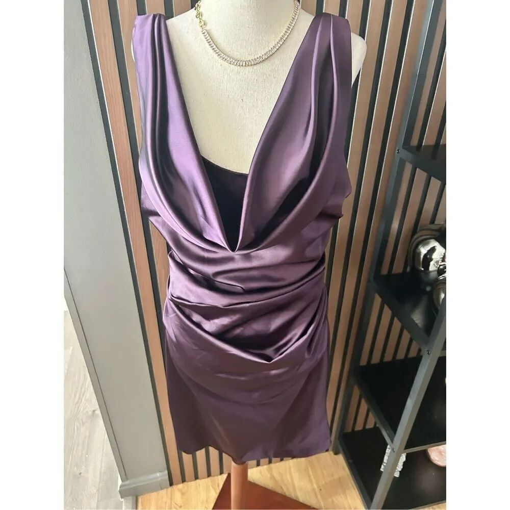 David’s bridal purple or plum short dress size 12 made of honor bridesmaid